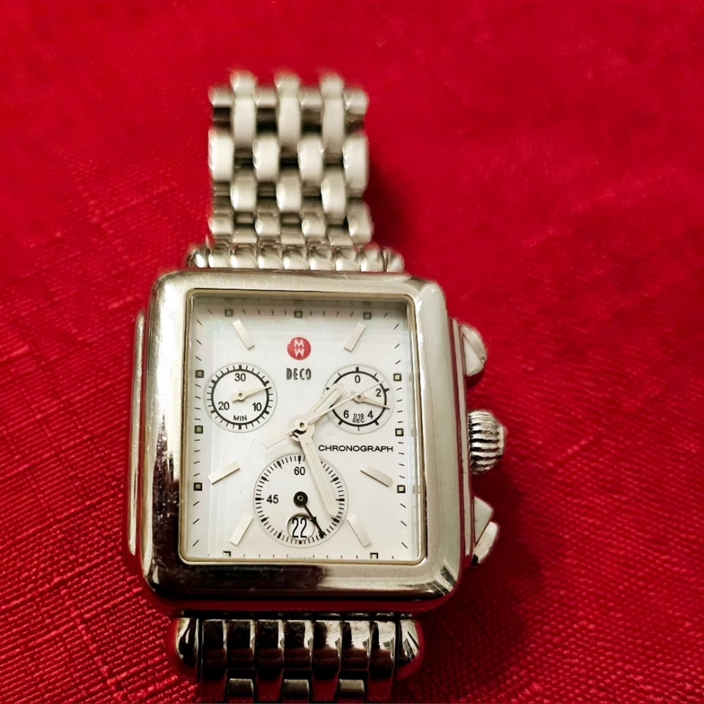 Michele Silver Deco Chronograph Watch